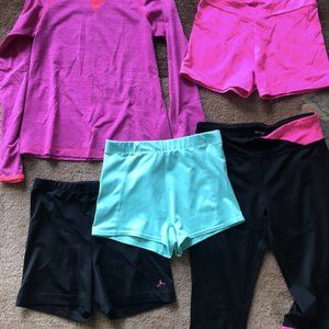 Bundle of five, girls active-ware shorts and shirt